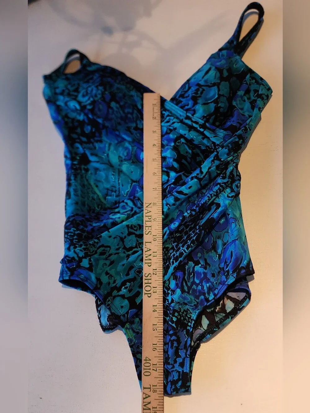Miraclesuit Teal and Royal Blue Floral Surplice One-Piece Swimsuit